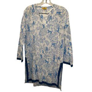 Roberta Roller Rabbit blue white Monkeys playing in trees cotton tunic t…